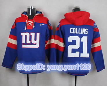 Nike Giants #21 Landon Collins Royal Blue Player Pullover NFL Hoodie