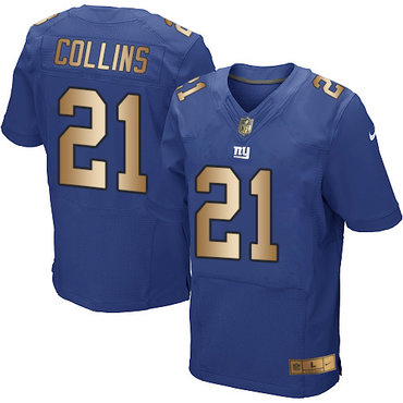 Nike Giants #21 Landon Collins Royal Blue Team Color Men's Stitched NFL Elite Gold Jersey Nike Giants #21 Landon Collins Royal Blue Team Color Men's Stitched NFL Elite Gold Jersey