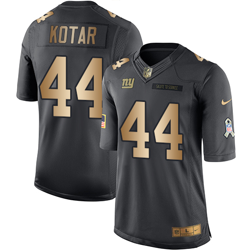 Nike Giants #44 Doug Kotar Black Men's Stitched NFL Limited Gold Salute To Service Jersey