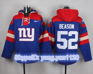 Nike Giants #52 Jon Beason Royal Blue Player Pullover NFL Hoodie Nike Giants #52 Jon Beason Royal Blue Player Pullover NFL Hoodie