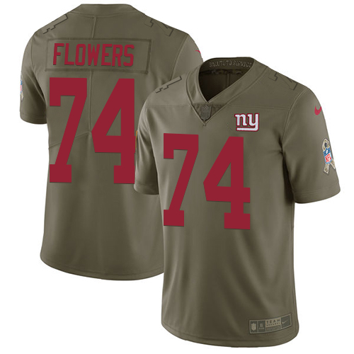 Nike Giants #74 Ereck Flowers Olive Men's Stitched NFL Limited 2017 Salute to Service Jersey Nike Giants #74 Ereck Flowers Olive Men's Stitched NFL Limited 2017 Salute to Service Jersey