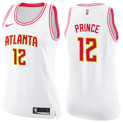 Nike Hawks #12 Taurean Prince White Pink Women's NBA Swingman Fashion Jersey