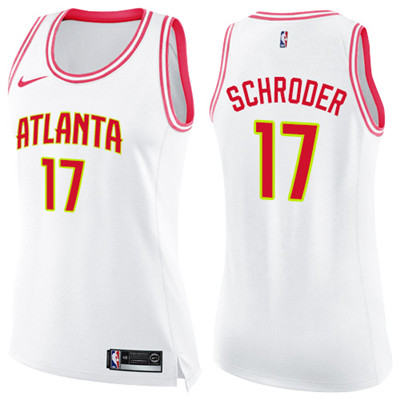 Nike Hawks #17 Dennis Schroder White Pink Women's NBA Swingman Fashion Jersey