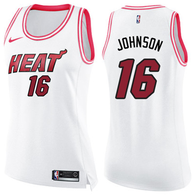 Nike Heat #16 James Johnson White Pink Women's NBA Swingman Fashion Jersey