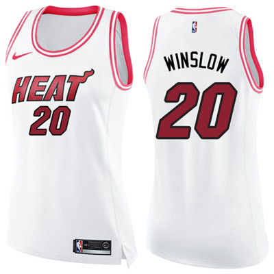 Nike Heat #20 Justise Winslow White Pink Women's NBA Swingman Fashion Jersey