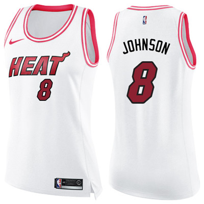 Nike Heat #8 Tyler Johnson White Pink Women's NBA Swingman Fashion Jersey
