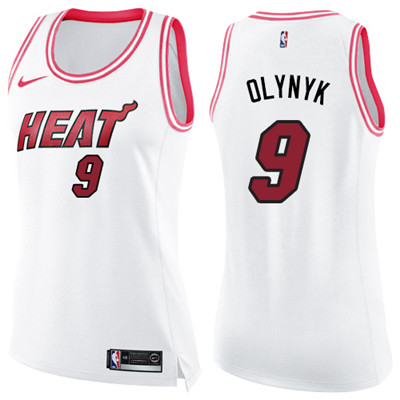 Nike Heat #9 Kelly Olynyk White Pink Women's NBA Swingman Fashion Jersey