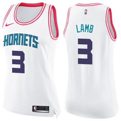 Nike Hornets #3 Jeremy Lamb White Pink Women's NBA Swingman Fashion Jersey