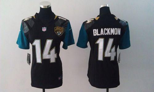 Nike Jaguars #14 Justin Blackmon Black Team Color Women's Stitched