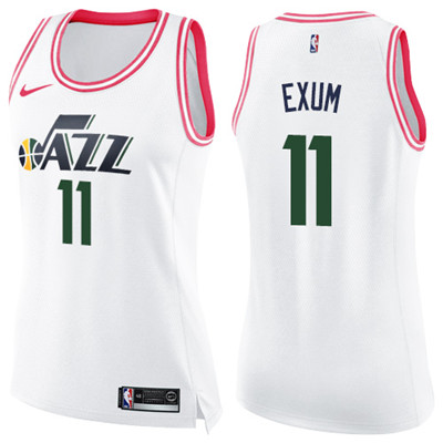 Nike Jazz #11 Dante Exum White Pink Women's NBA Swingman Fashion Jersey