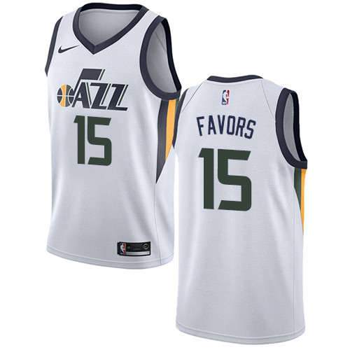 Nike Jazz #15 Derrick Favors White NBA Swingman Association Edition