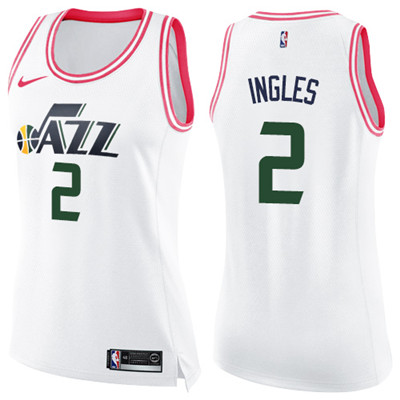Nike Jazz #2 Joe Ingles White Pink Women's NBA Swingman Fashion Jersey