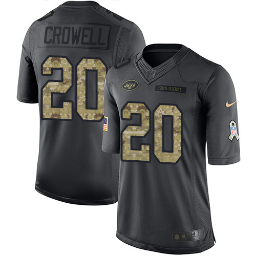 Nike Jets #20 Isaiah Crowell Black Men's Stitched NFL Limited 2016 Salute to Service Jersey Nike Jets #20 Isaiah Crowell Black Men's Stitched NFL Limited 2016 Salute to Service Jersey