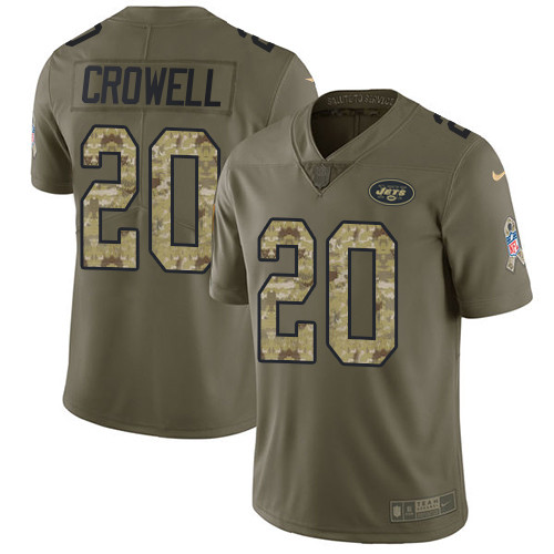 Nike Jets #20 Isaiah Crowell Olive Camo Men's Stitched NFL Limited 2017 Salute To Service Jersey