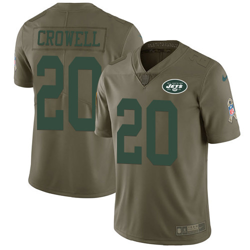 Nike Jets #20 Isaiah Crowell Olive Men's Stitched NFL Limited 2017 Salute to Service Jersey Nike Jets #20 Isaiah Crowell Olive Men's Stitched NFL Limited 2017 Salute to Service Jersey