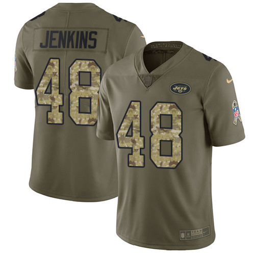 Nike Jets #48 Jordan Jenkins Olive Camo Youth Stitched NFL Limited 2017 Salute to Service Jersey Nike Jets #48 Jordan Jenkins Olive Camo Youth Stitched NFL Limited 2017 Salute to Service Jersey