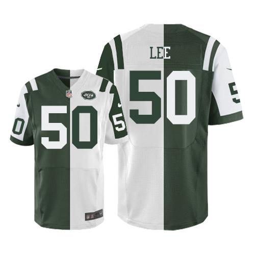 Nike Jets #50 Darron Lee Green White Men's Stitched NFL Elite Split Jersey Nike Jets #50 Darron Lee Green White Men's Stitched NFL Elite Split Jersey