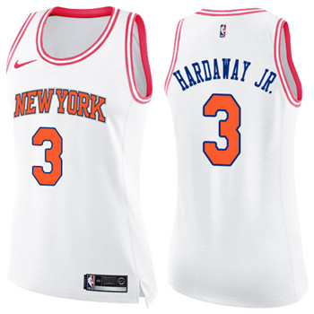 Nike Knicks #3 Tim Hardaway Jr. White Pink Women's NBA Swingman Fashion Jersey