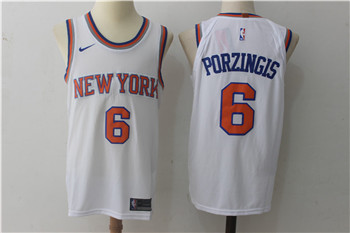 Nike Knicks #6 Kristaps Porzingis White Stitched NBA Nike Jersey