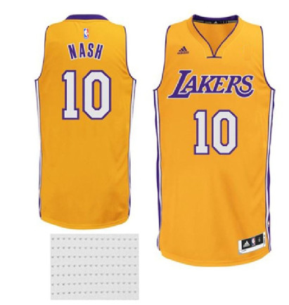 Nike Lakers #10 Steve Nash Gold Customized NBA Jersey