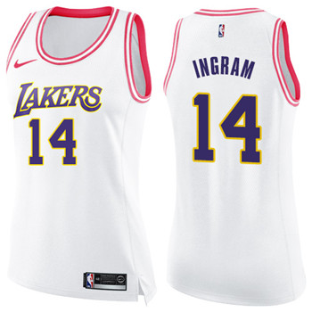 Nike Lakers #14 Brandon Ingram White Pink Women's NBA Swingman Fashion Jersey Nike Lakers #14 Brandon Ingram White Pink Women's NBA Swingman Fashion Jersey
