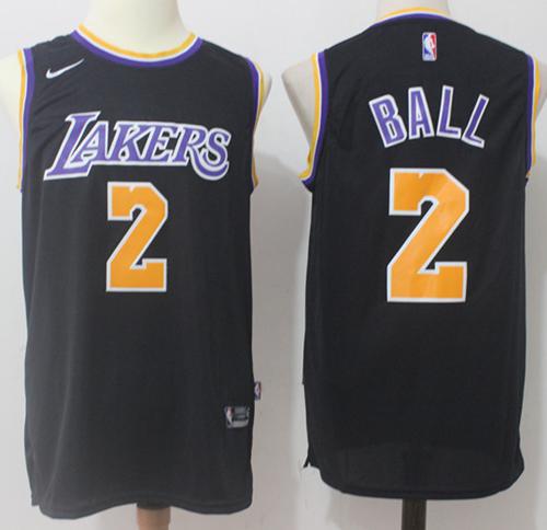 Nike Lakers #2 Lonzo Ball Black Stitched NBA Swingman Jersey