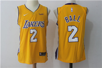 Nike Lakers #2 Lonzo Ball Yellow Stitched NBA Jersey Nike Lakers #2 Lonzo Ball Yellow Stitched NBA Jersey