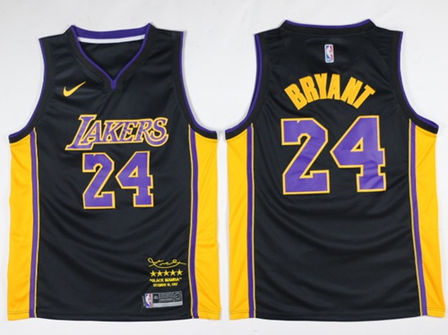Nike Lakers #24 Kobe Bryant Black(Purple No.) NBA Swingman Black Mamba December 18. 2017 Jersey