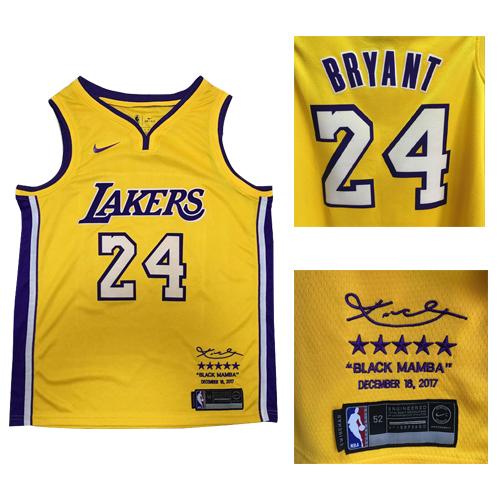 Nike Lakers #24 Kobe Bryant Gold NBA Swingman Black Mamba December 18. 2017 Jersey Nike Lakers #24 Kobe Bryant Gold NBA Swingman Black Mamba December 18. 2017 Jersey
