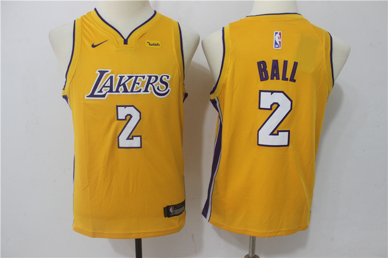 Nike Lakers 2 Lonzo Ball Yellow Youth Nike Swingman Jersey Nike Lakers 2 Lonzo Ball Yellow Youth Nike Swingman Jersey
