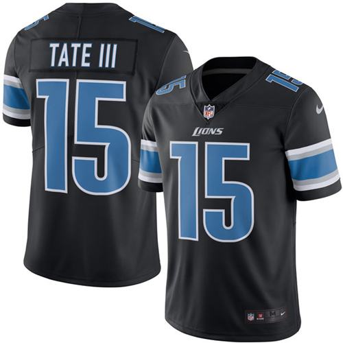 Nike Lions #15 Golden Tate III Black Men's Stitched NFL Limited Rush Jersey Nike Lions #15 Golden Tate III Black Men's Stitched NFL Limited Rush Jersey