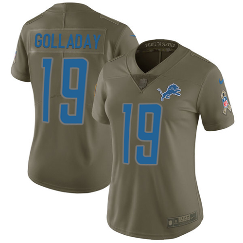 Nike Lions #19 Kenny Golladay Olive Women's Stitched NFL Limited 2017 Salute to Service Jersey Nike Lions #19 Kenny Golladay Olive Women's Stitched NFL Limited 2017 Salute to Service Jersey