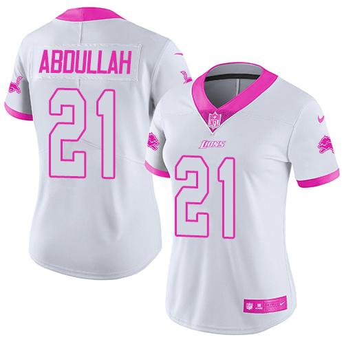 Nike Lions #21 Ameer Abdullah White Pink Women's Stitched NFL Limited Rush Fashion Jersey Nike Lions #21 Ameer Abdullah White Pink Women's Stitched NFL Limited Rush Fashion Jersey