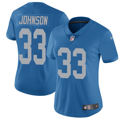 Nike Lions #33 Kerryon Johnson Blue Throwback Women's Stitched NFL Vapor Untouchable Limited Jersey Nike Lions #33 Kerryon Johnson Blue Throwback Women's Stitched NFL Vapor Untouchable Limited Jersey
