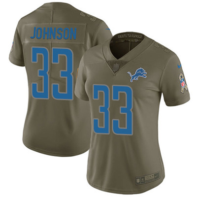 Nike Lions #33 Kerryon Johnson Olive Women's Stitched NFL Limited 2017 Salute to Service Jersey Nike Lions #33 Kerryon Johnson Olive Women's Stitched NFL Limited 2017 Salute to Service Jersey