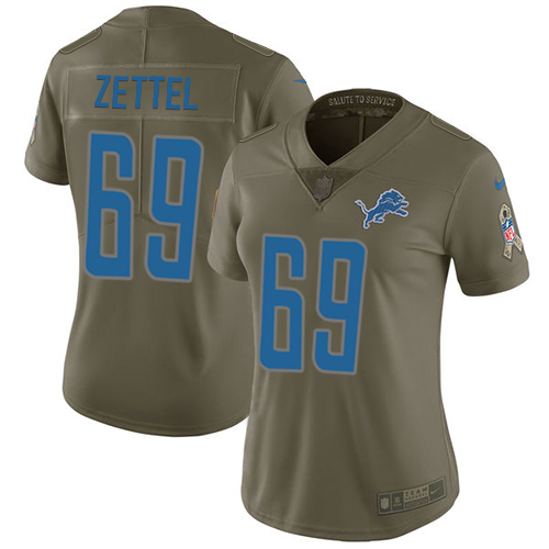 Nike Lions #69 Anthony Zettel Olive Women's Stitched NFL Limited 2017 Salute to Service Jersey Nike Lions #69 Anthony Zettel Olive Women's Stitched NFL Limited 2017 Salute to Service Jersey