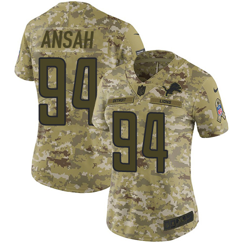 Nike Lions #94 Ziggy Ansah Camo Women's Stitched NFL Limited 2018 Salute to Service Jersey Nike Lions #94 Ziggy Ansah Camo Women's Stitched NFL Limited 2018 Salute to Service Jersey