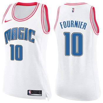 Nike Magic #10 Evan Fournier White Pink Women's NBA Swingman Fashion Jersey