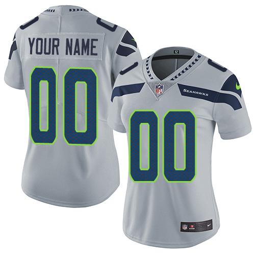 Nike NFL Seattle Seahawks Vapor Untouchable Customized Elite Grey Alternate Women's Jersey