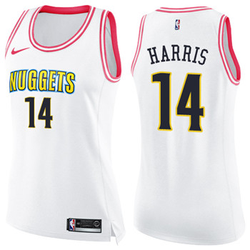 Nike Nuggets #14 Gary Harris White Pink Women's NBA Swingman Fashion Jersey