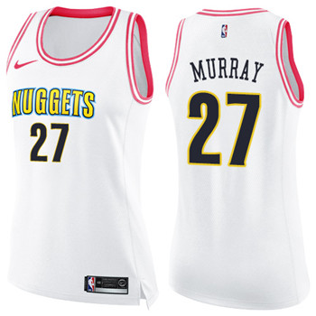 Nike Nuggets #27 Jamal Murray White Pink Women's NBA Swingman Fashion Jersey