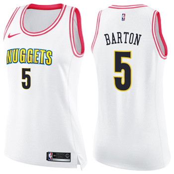 Nike Nuggets #5 Will Barton White Pink Women's NBA Swingman Fashion Jersey