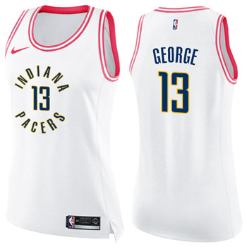 Nike Pacers #13 Paul George White Pink Women's NBA Swingman Fashion Jersey$44.00
