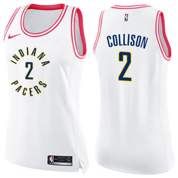 Nike Pacers #2 Darren Collison White Pink Women's NBA Swingman Fashion Jersey
