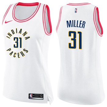 Nike Pacers #31 Reggie Miller White Pink Women's NBA Swingman Fashion Jersey