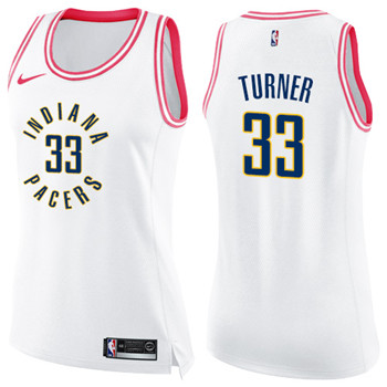 Nike Pacers #33 Myles Turner White Pink Women's NBA Swingman Fashion Jersey