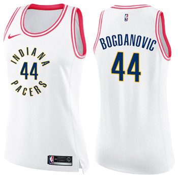 Nike Pacers #44 Bojan Bogdanovic White Pink Women's NBA Swingman Fashion Jersey