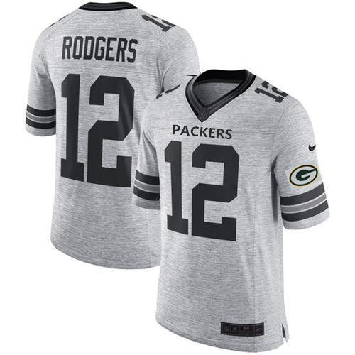 Nike Packers #12 Aaron Rodgers Gray Men's Stitched NFL Limited Gridiron Gray II Jersey Nike Packers #12 Aaron Rodgers Gray Men's Stitched NFL Limited Gridiron Gray II Jersey