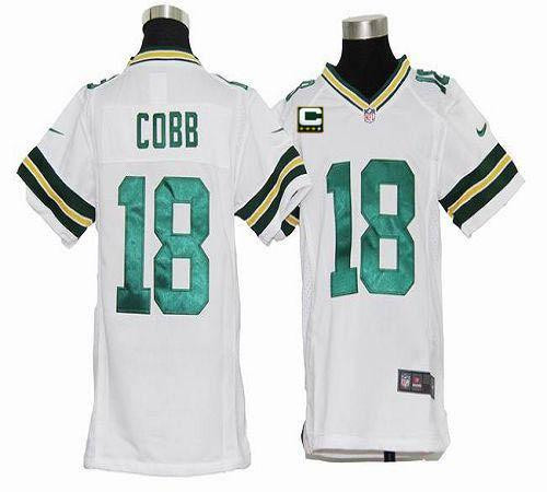Nike Packers #18 Randall Cobb White With C Patch Youth Stitched NFL Elite Jersey Nike Packers #18 Randall Cobb White With C Patch Youth Stitched NFL Elite Jersey