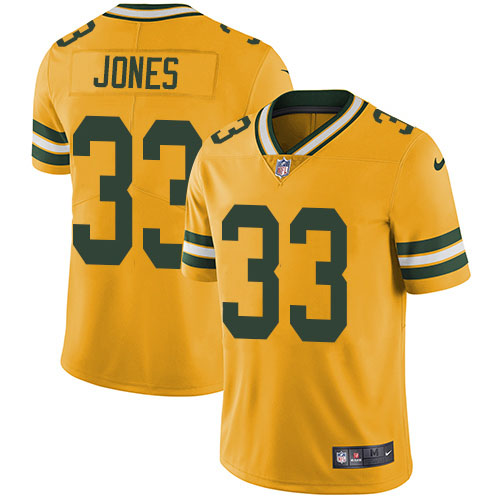 Nike Packers #33 Aaron Jones Yellow Men's Stitched NFL Limited Rush Jersey Nike Packers #33 Aaron Jones Yellow Men's Stitched NFL Limited Rush Jersey